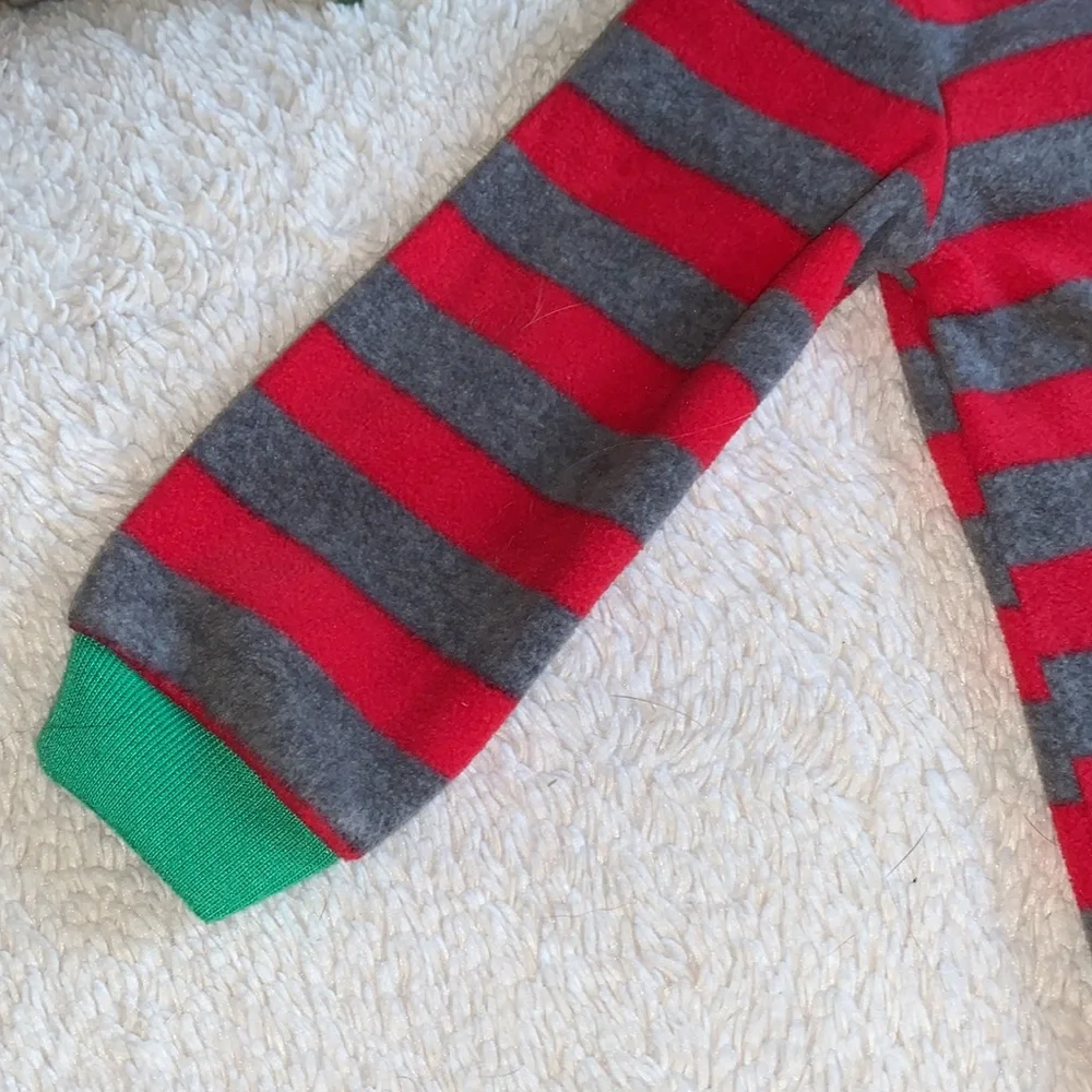 Carter’s Reindeer Footie Pajamas 9M Holiday Striped EUC